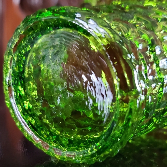 Vntg 4" Smith Glass 🥑 Green 2 Handle Basket - Picture 4 of 9